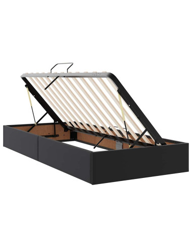 Letto con contenitore e materasso 2 pcs Nero Pelle