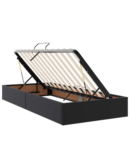 Letto con contenitore e materasso 2 pcs Nero Pelle