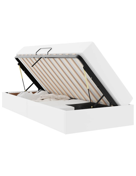 Letto con contenitore e materasso 2 pcs Bianco Pelle