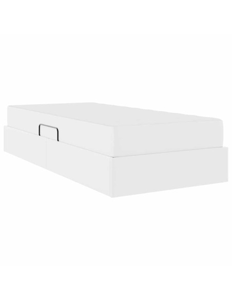 Letto con contenitore e materasso 2 pcs Bianco Pelle