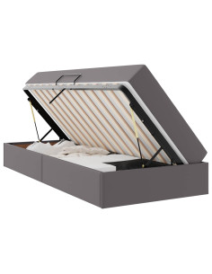 Letto con contenitore e materasso 2 pcs Grigio Pelle 2