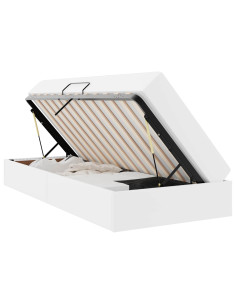 Letto con contenitore e materasso 2 pcs Bianco Pelle 2