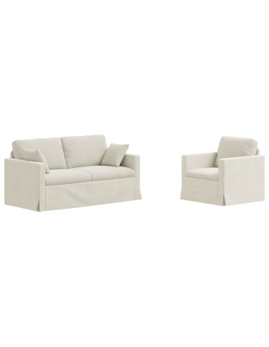 Divano 2 pcs Crema 158 x 78 x 80 cm Velluto