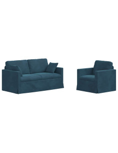 Divano 2 pcs Blu 158 x 78 x 80 cm Velluto 2