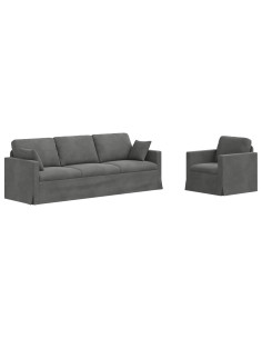 Divano 2 pcs Grigio scuro 228 x 78 x 80 cm Velluto 2