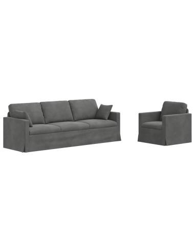 Divano 2 pcs Grigio scuro 228 x 78 x 80 cm Velluto