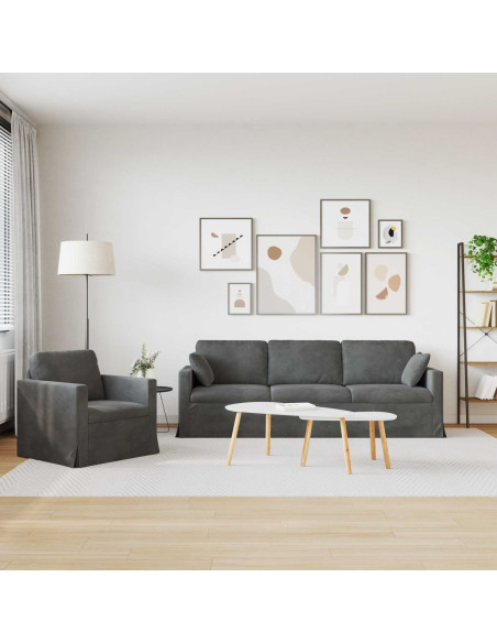 Divano 2 pcs Grigio scuro 228 x 78 x 80 cm Velluto