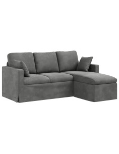 Divano Grigio scuro 198 x 134 x 80 cm Velluto 2