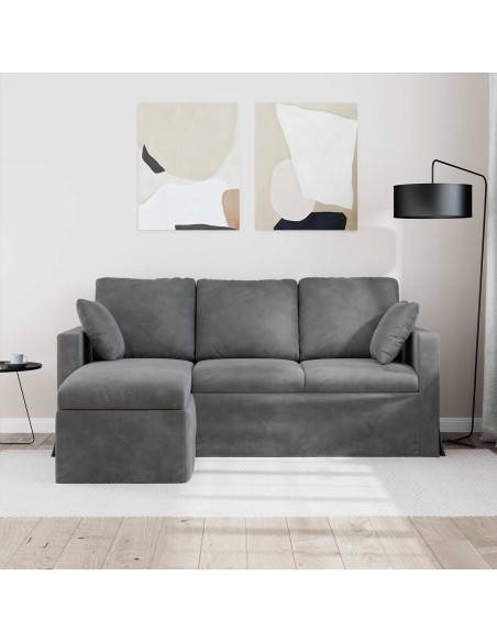 Divano Grigio scuro 198 x 134 x 80 cm Velluto