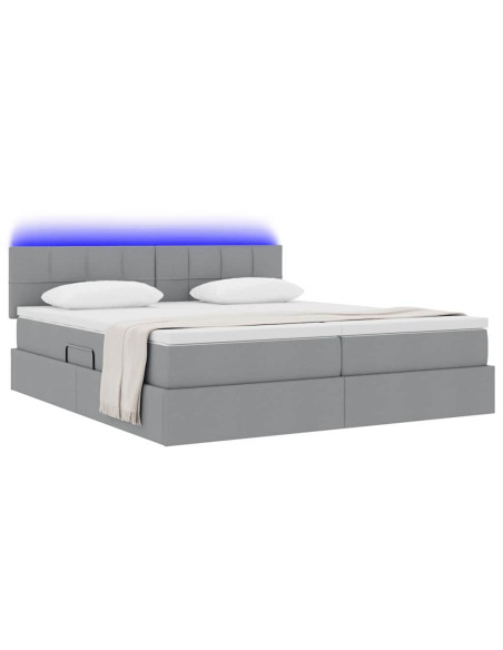 Letto con testiera Grigio chiaro 180 x 200 cm Tessuto
