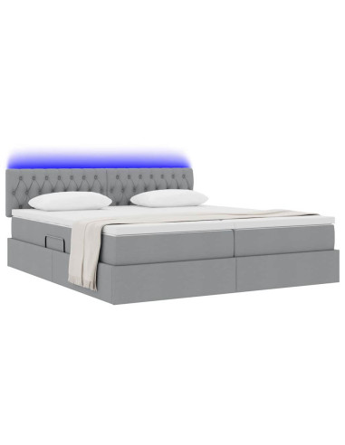 Letto con testiera Grigio chiaro 180 x 200 cm Tessuto