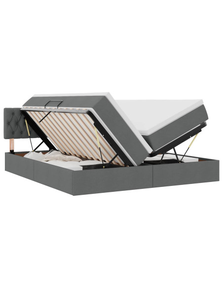 Letto con testiera Grigio scuro 180 x 200 cm Tessuto