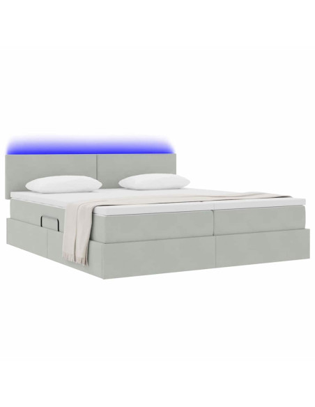 Letto con testiera Grigio chiaro 180 x 200 cm Velluto