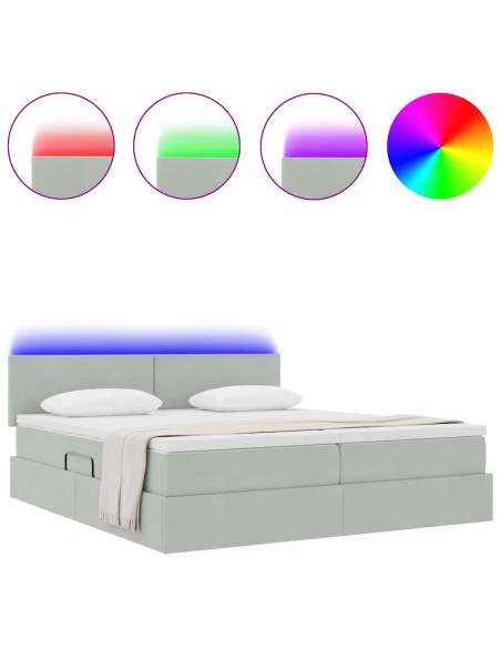 Letto con testiera Grigio chiaro 180 x 200 cm Velluto