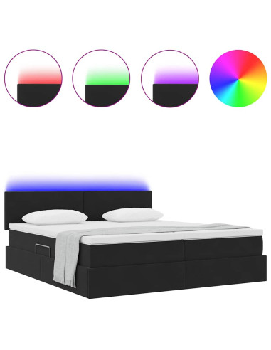 Letto con luci a strisce a LED Nero 180 x 200 cm Velluto
