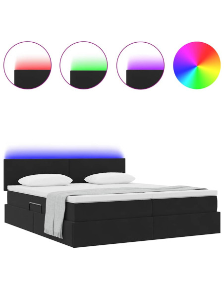 Letto con luci a strisce a LED Nero 180 x 200 cm Velluto