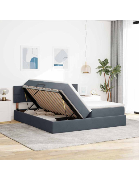 Letto con testiera Grigio scuro 180 x 200 cm Velluto