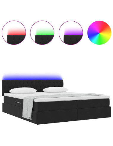 Letto con luci a strisce a LED Nero 180 x 200 cm Velluto