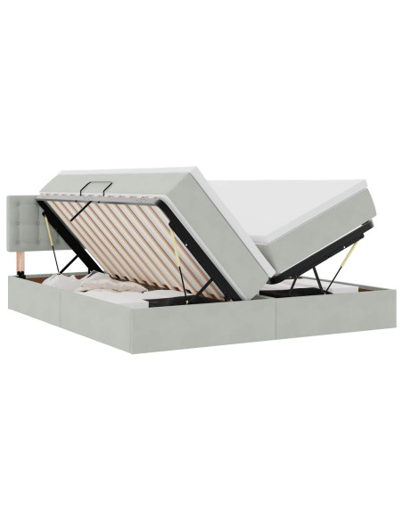 Letto con testiera Grigio chiaro 180 x 200 cm Velluto