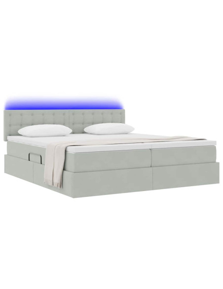 Letto con testiera Grigio chiaro 180 x 200 cm Velluto