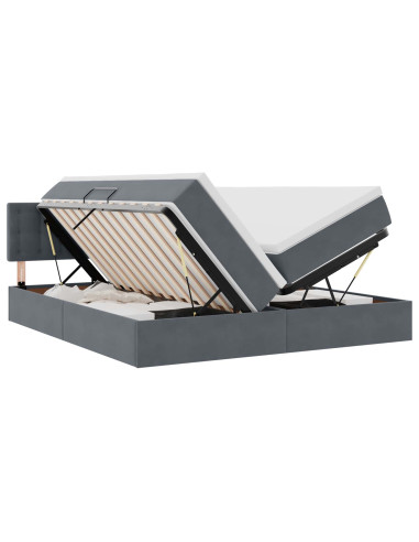 Letto con testiera Grigio scuro 180 x 200 cm Velluto