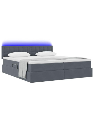 Letto con testiera Grigio scuro 180 x 200 cm Velluto