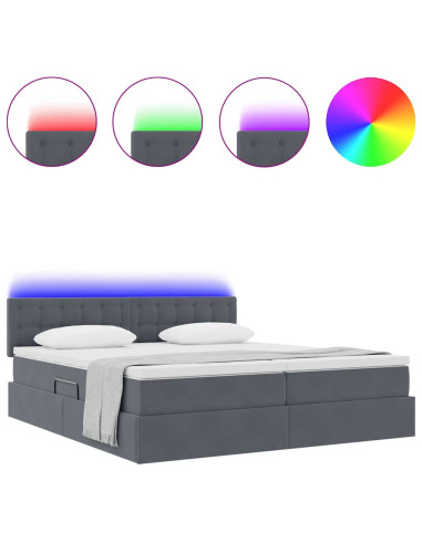Letto con testiera Grigio scuro 180 x 200 cm Velluto