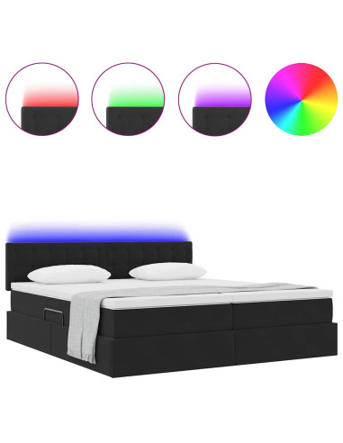 Letto con luci a strisce a LED Nero 180 x 200 cm Velluto