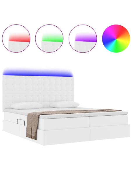 Letto con contenitore e LED Bianco Puro 180 x 200 cm