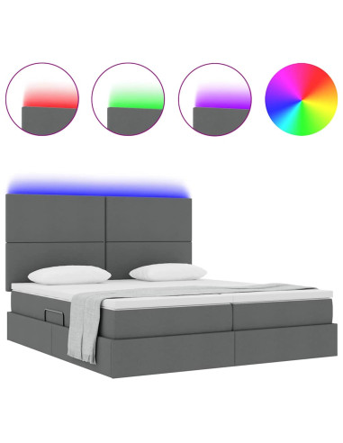 Letto con testiera Grigio scuro 180 x 200 cm Tessuto