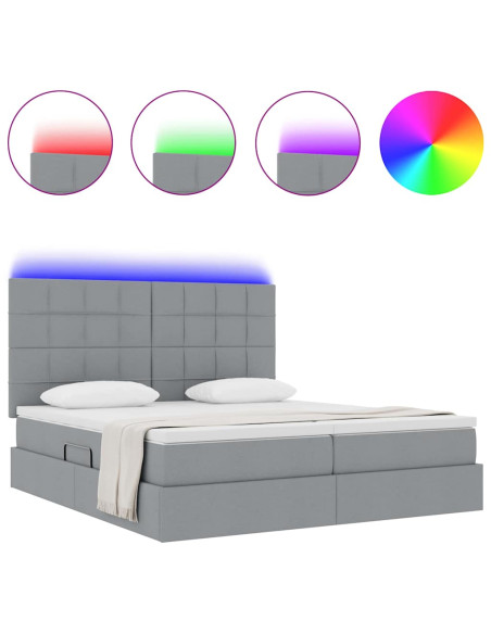 Letto con testiera Grigio chiaro 180 x 200 cm Tessuto