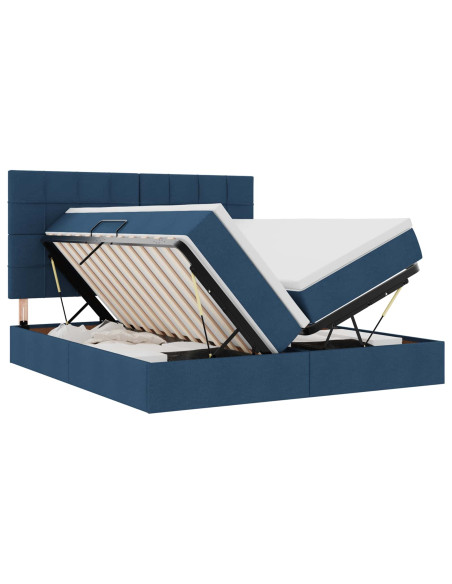 Letto con luci a strisce a LED Blu 200 x 200 cm Tessuto