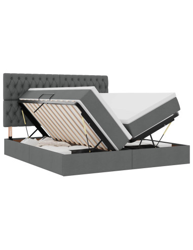Letto con testiera Grigio scuro 180 x 200 cm Tessuto