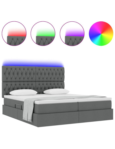 Letto con testiera Grigio scuro 180 x 200 cm Tessuto