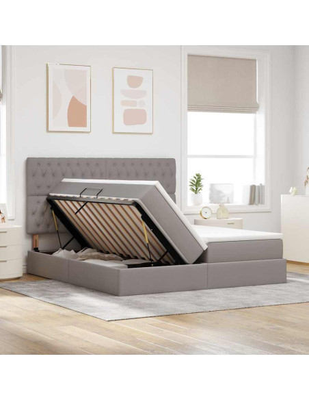 Letto con luci a strisce a LED Talpa 180 x 200 cm Tessuto