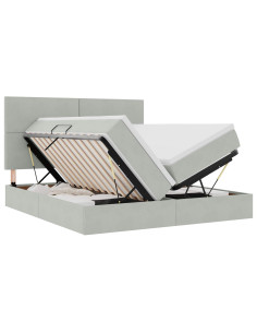 Letto con testiera Grigio chiaro 180 x 200 cm Velluto 2
