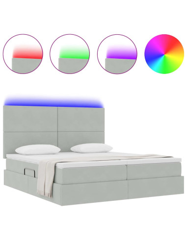 Letto con testiera Grigio chiaro 180 x 200 cm Velluto
