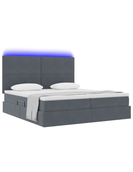 Letto con testiera Grigio scuro 180 x 200 cm Velluto