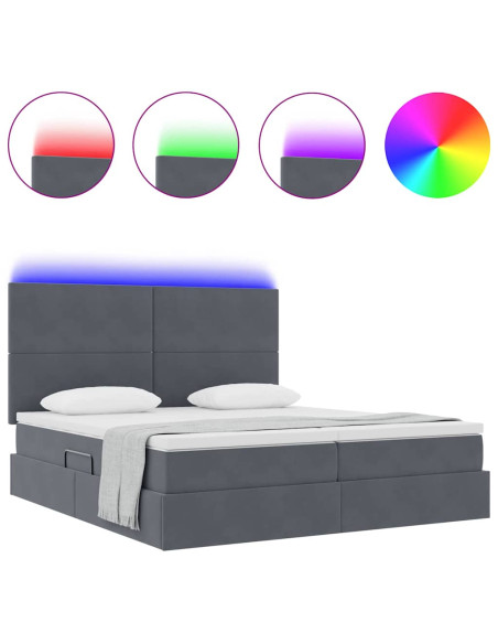 Letto con testiera Grigio scuro 180 x 200 cm Velluto