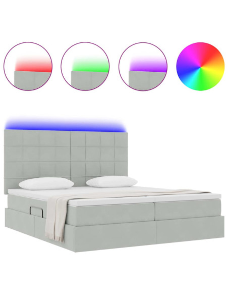 Letto con testiera Grigio chiaro 180 x 200 cm Velluto