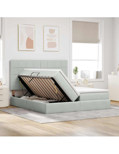 Letto con testiera Grigio chiaro 180 x 200 cm Velluto