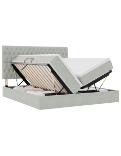 Letto con testiera Grigio chiaro 180 x 200 cm Velluto 2