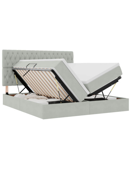 Letto con testiera Grigio chiaro 180 x 200 cm Velluto