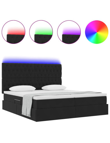 Letto con luci a strisce a LED Nero 180 x 200 cm Velluto