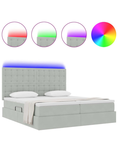 Letto con testiera Grigio chiaro 180 x 200 cm Velluto