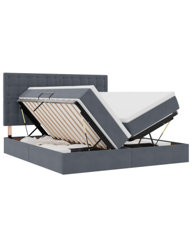 Letto con testiera Grigio scuro 180 x 200 cm Velluto
