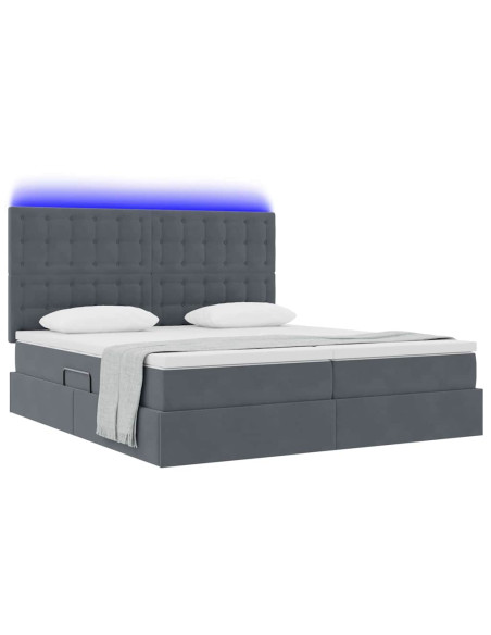 Letto con testiera Grigio scuro 180 x 200 cm Velluto