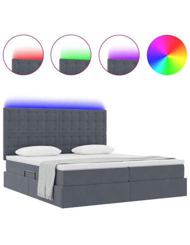 Letto con testiera Grigio scuro 180 x 200 cm Velluto
