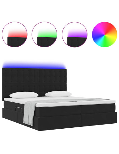 Letto con luci a strisce a LED Nero 180 x 200 cm Velluto