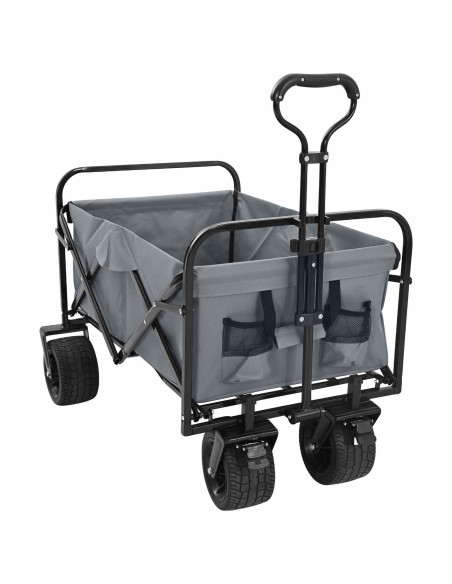 Carrello a Mano Pieghevole Grigio 89 x 63 x 96 cm